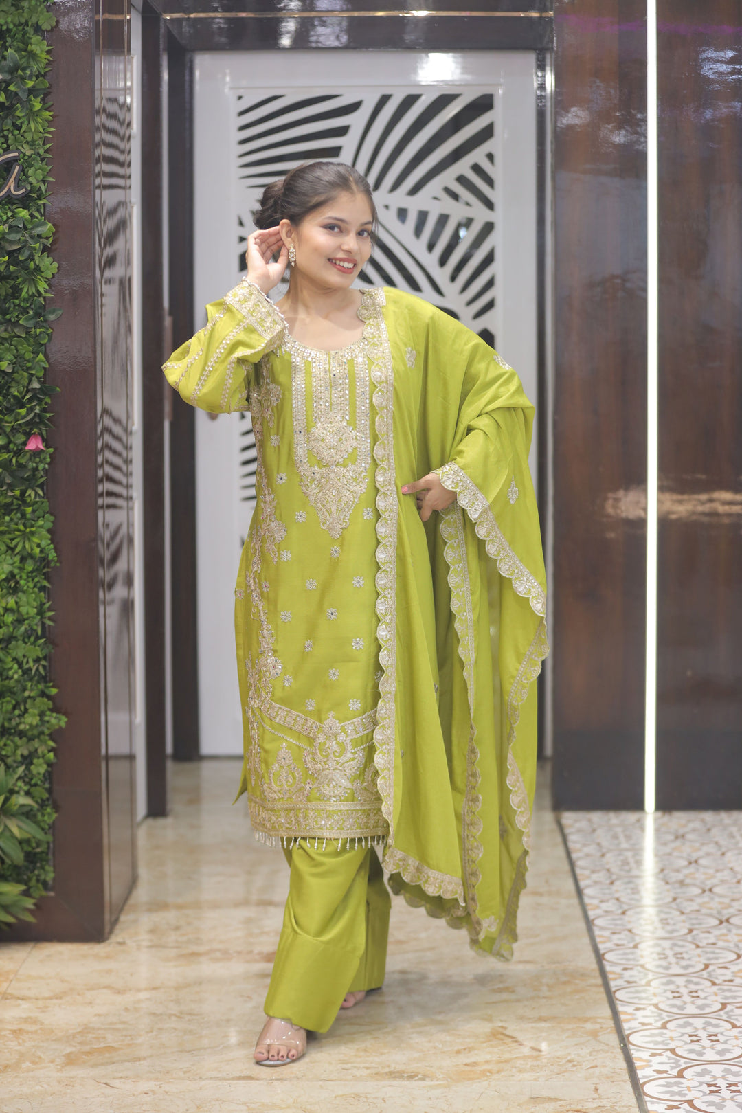 Olive Green Farshi Salwar Suit