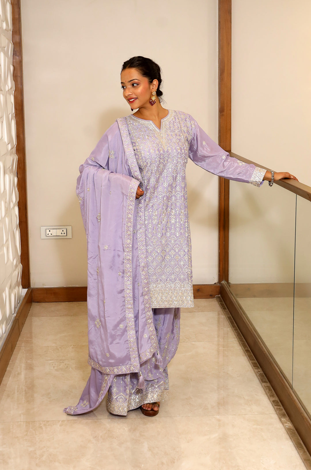 Purple Plazo Kurti Set