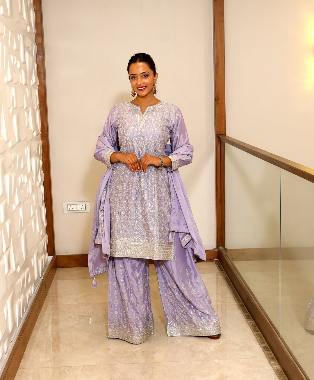 Purple Plazo Kurti Set
