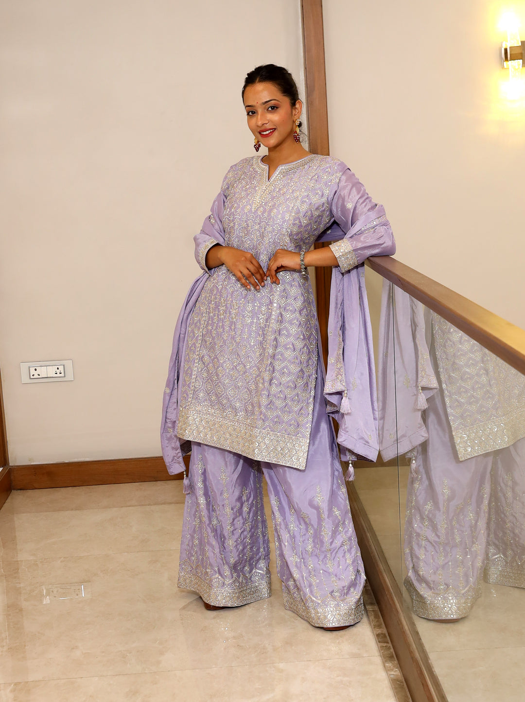 Purple Plazo Kurti Set