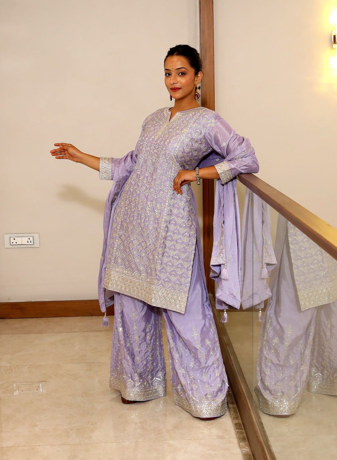 Purple Plazo Kurti Set