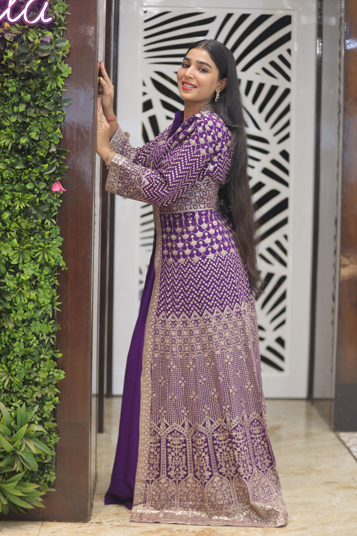 Purple Anarkali with Skirt