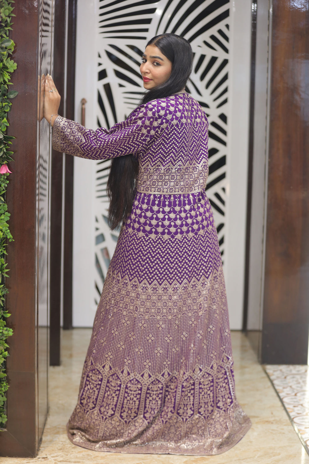 Purple Anarkali with Skirt