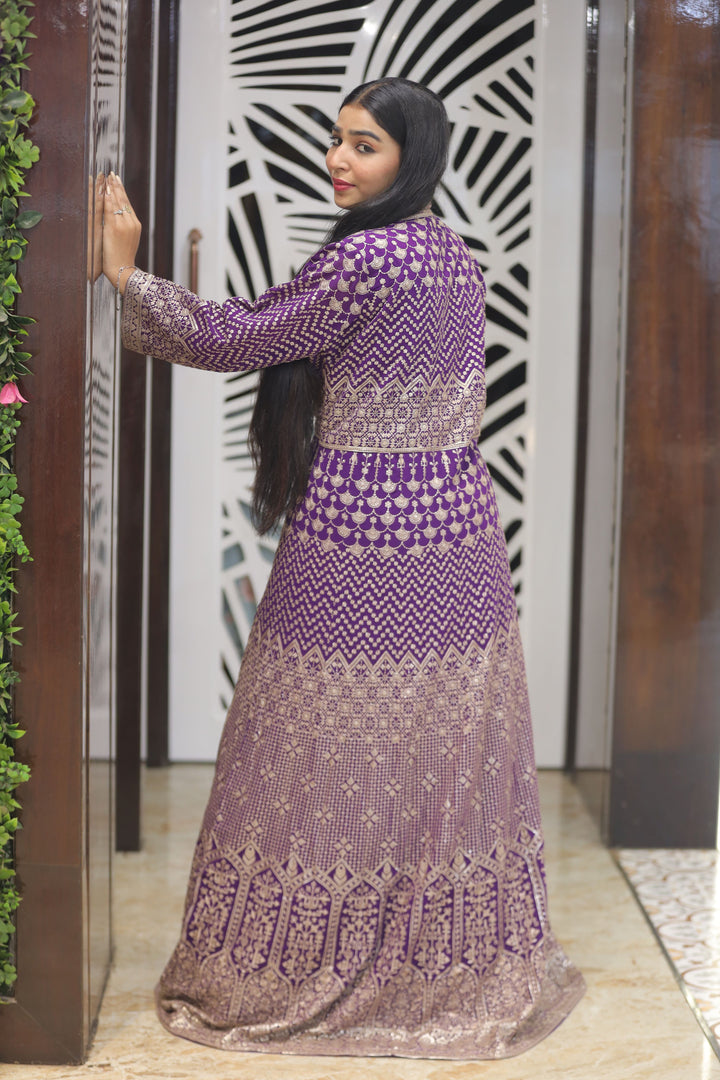 Purple Anarkali with Skirt