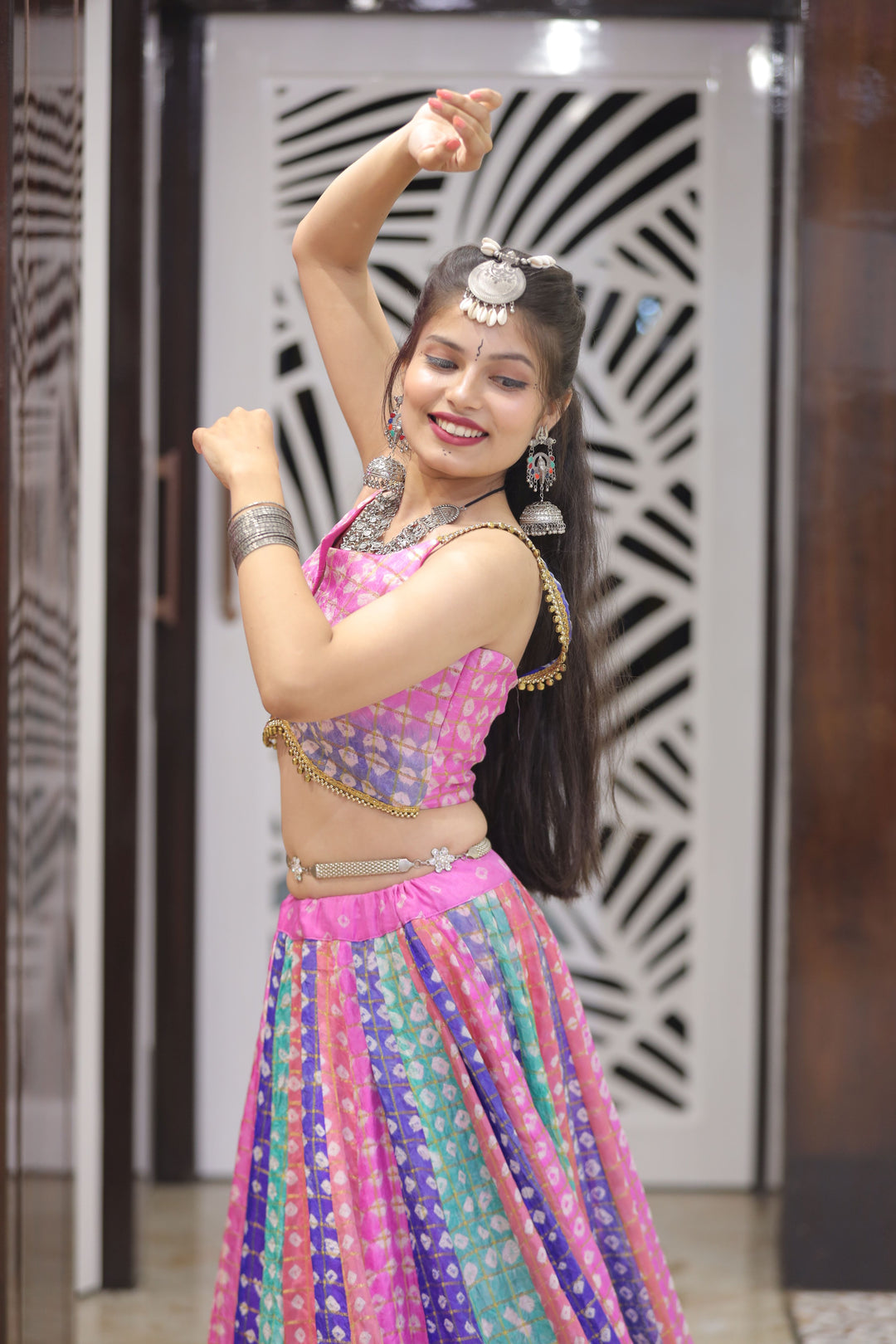 Multicoloured Bandhej Lehenga Choli