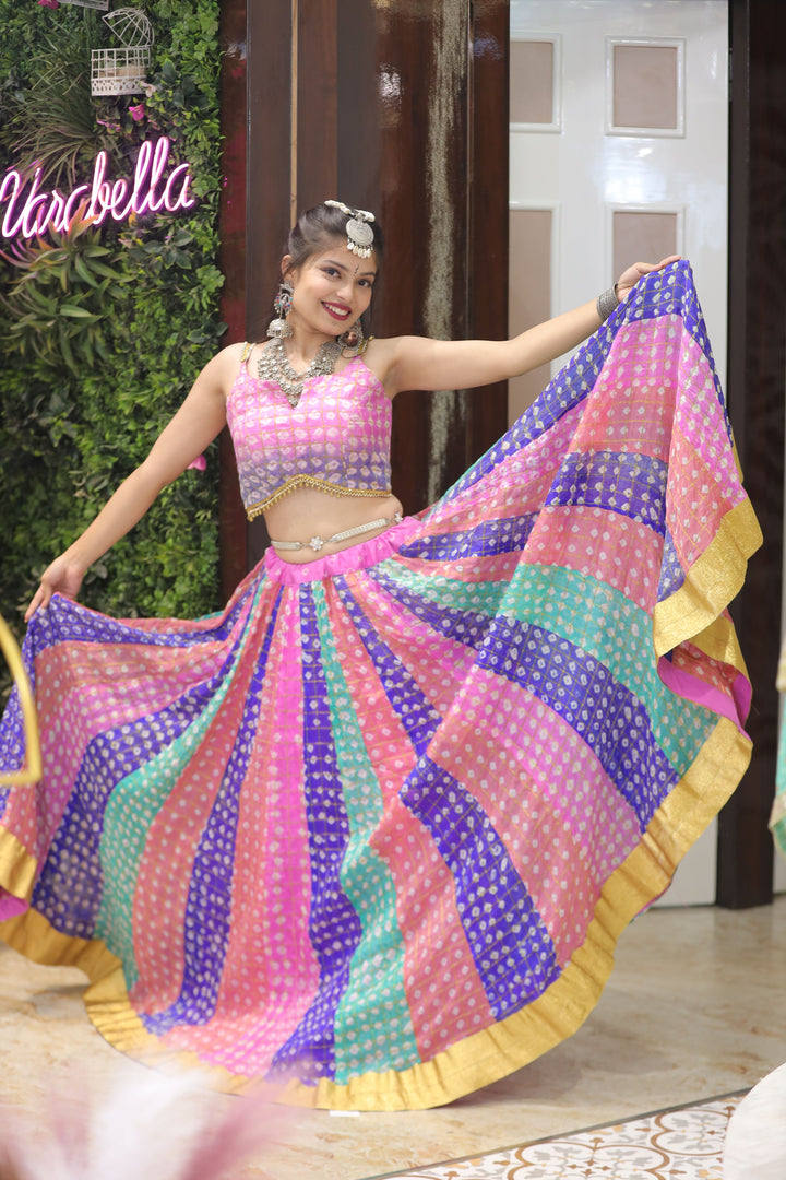 Multicoloured Bandhej Lehenga Choli