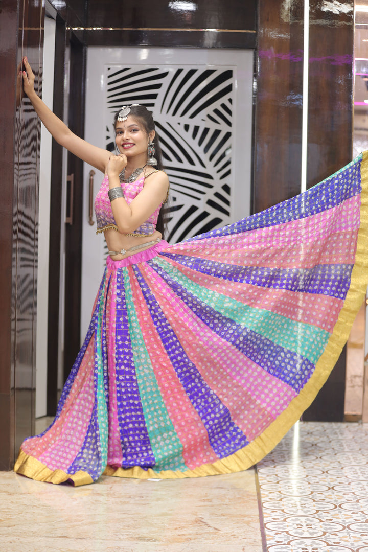 Multicoloured Bandhej Lehenga Choli
