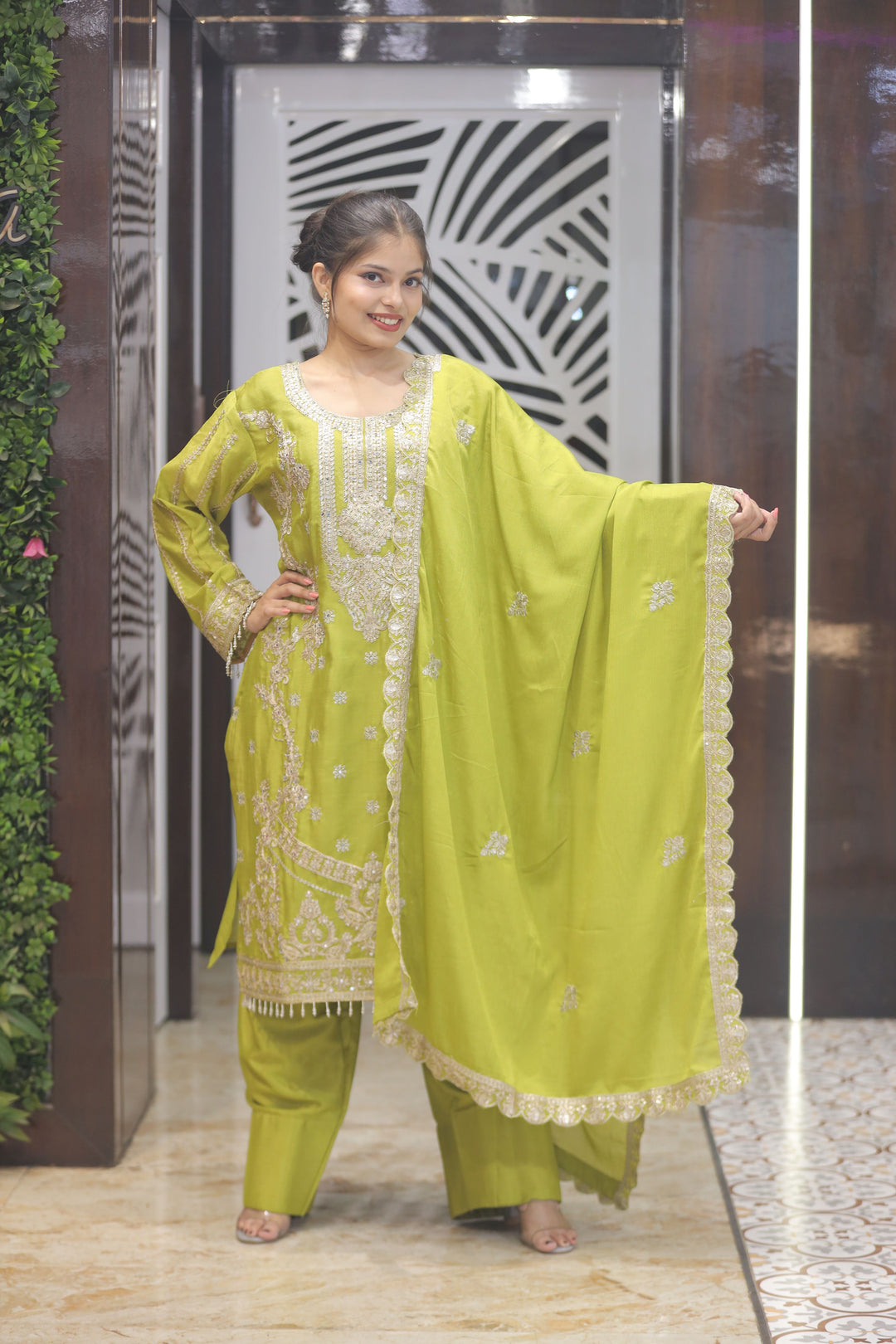 Olive Green Farshi Salwar Suit