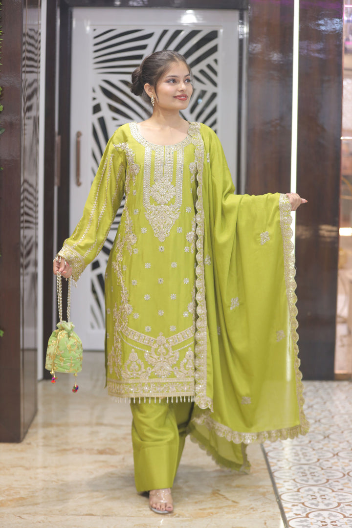 Olive Green Farshi Salwar Suit