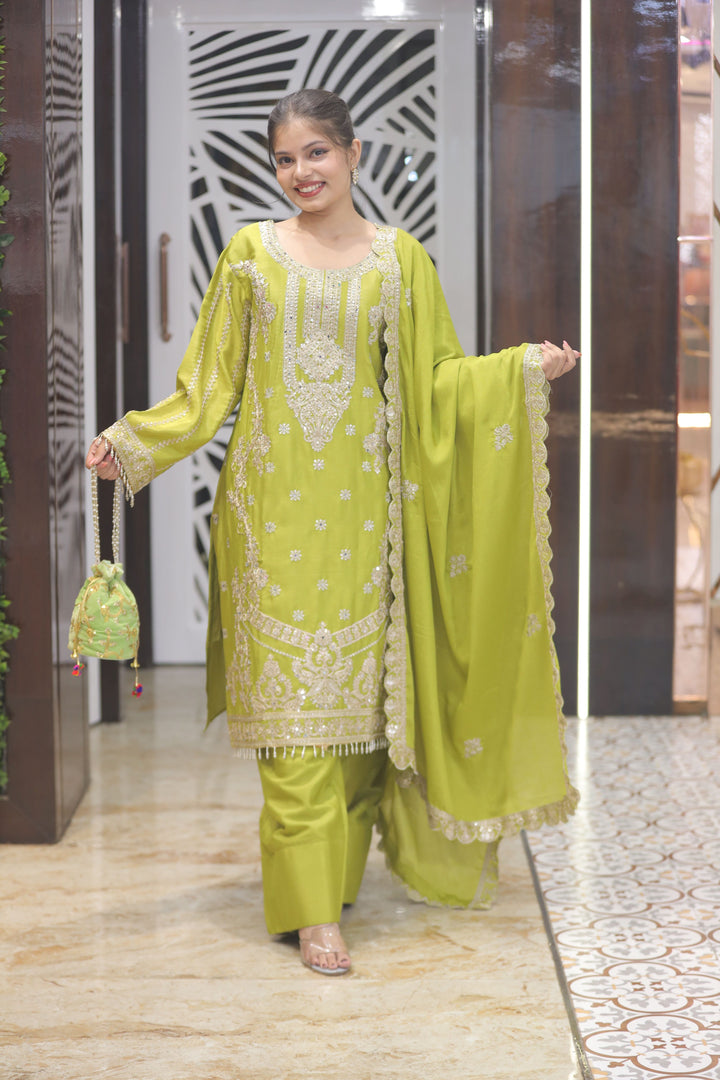 Olive Green Farshi Salwar Suit