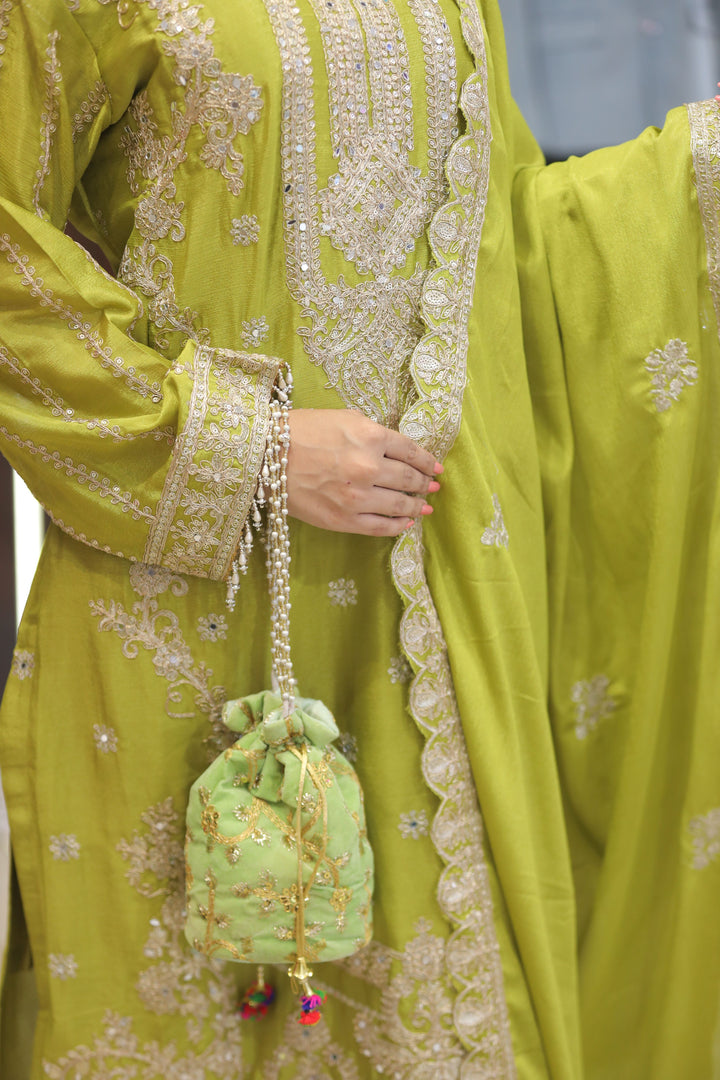Olive Green Farshi Salwar Suit