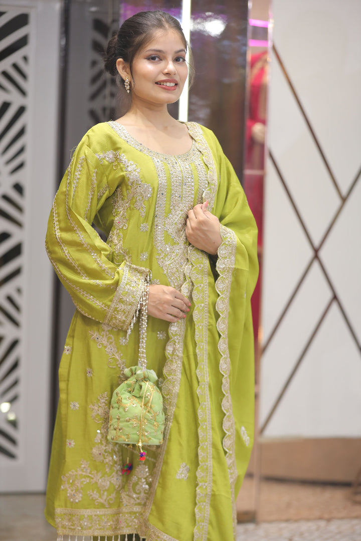 Olive Green Farshi Salwar Suit
