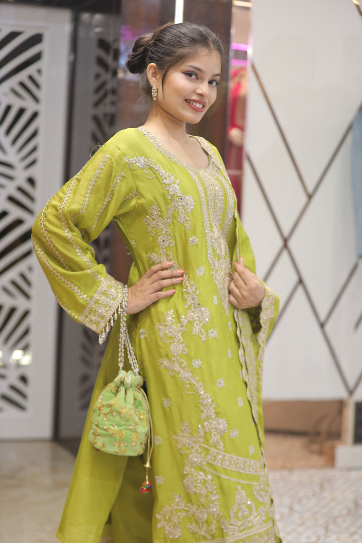 Olive Green Farshi Salwar Suit