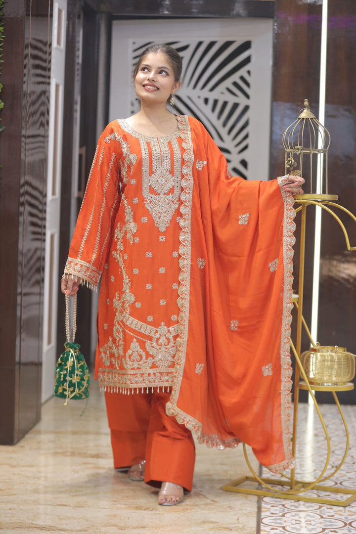 Orange Farshi Salwar Suit