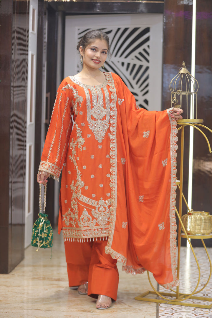 Orange Farshi Salwar Suit
