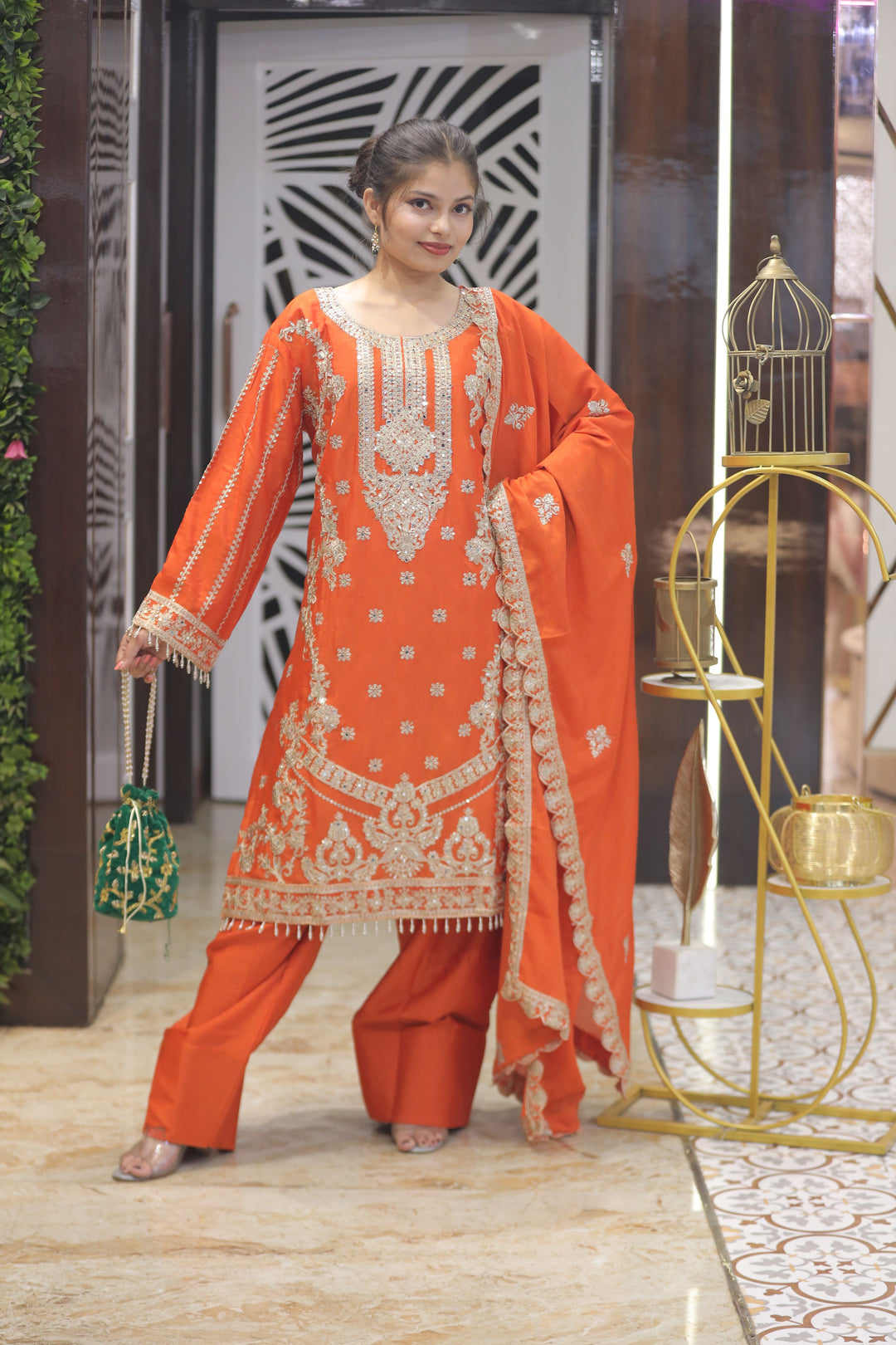 Orange Farshi Salwar Suit