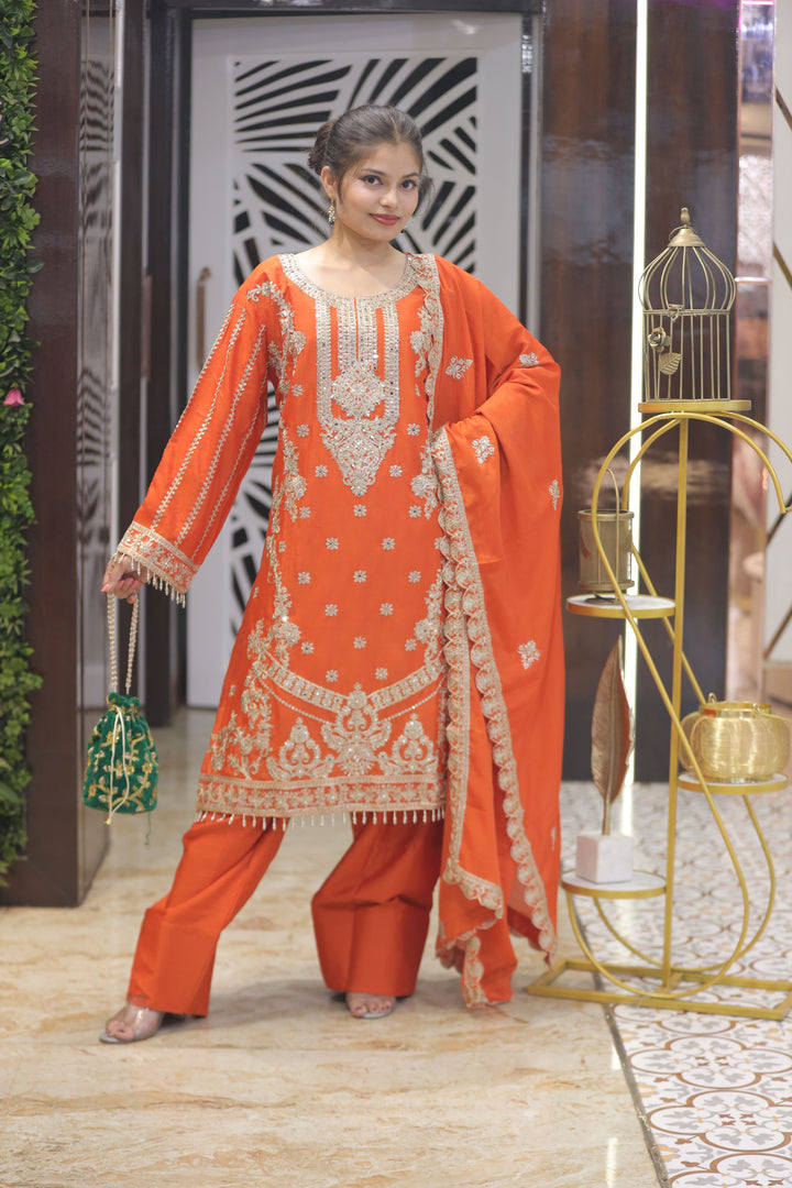 Orange Farshi Salwar Suit