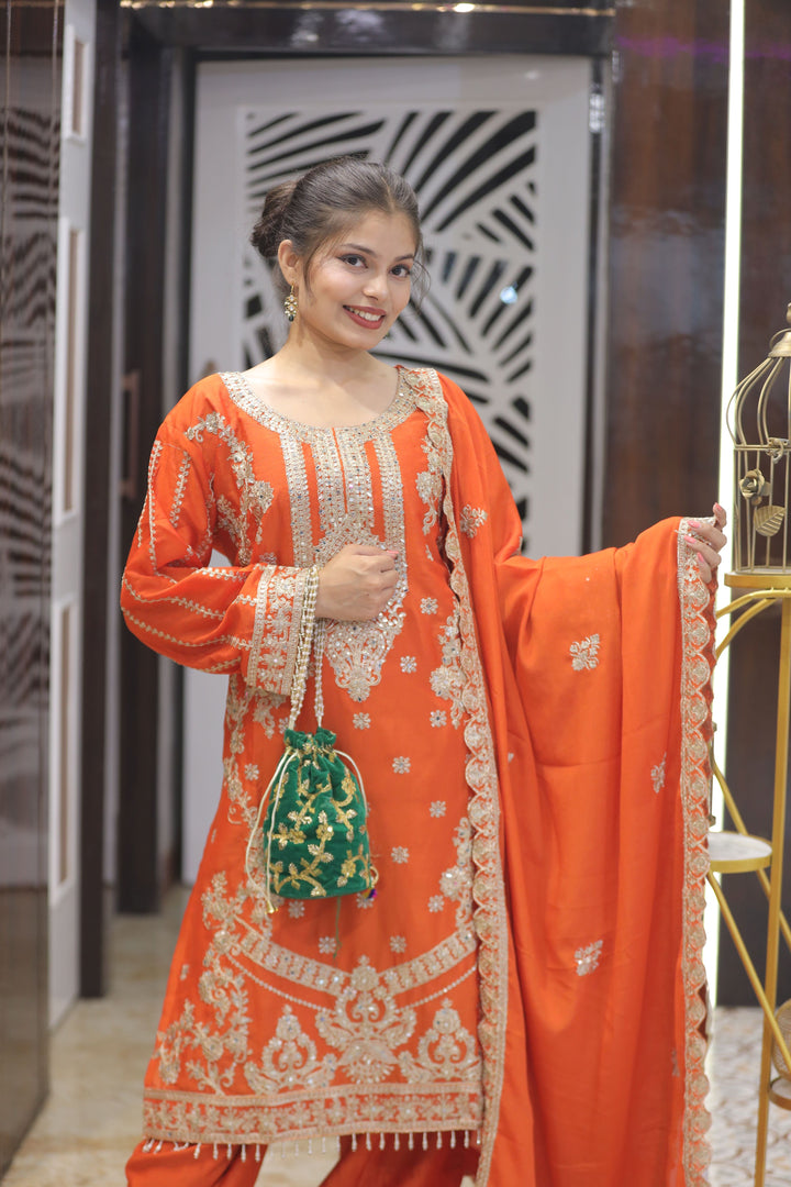 Orange Farshi Salwar Suit