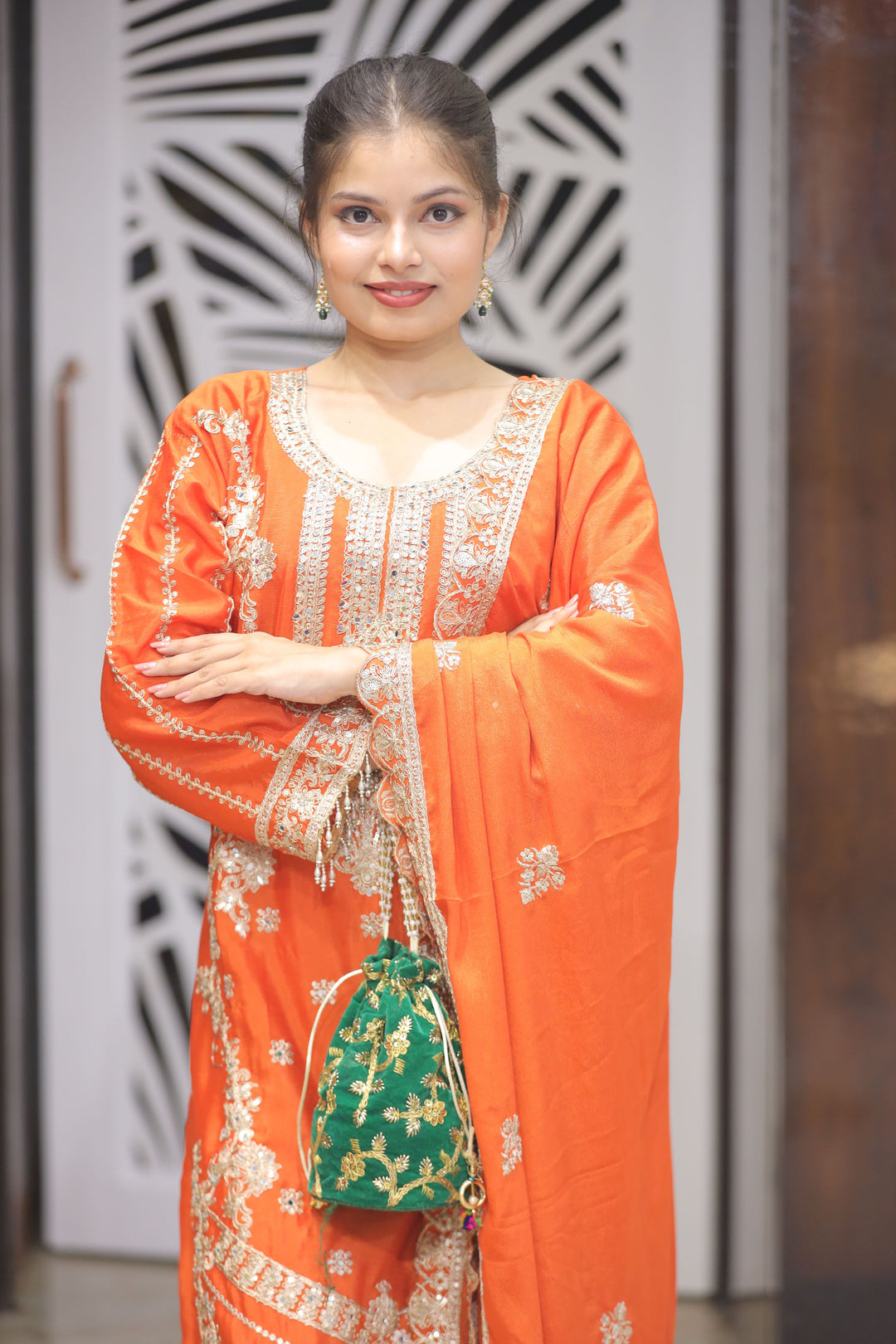 Orange Farshi Salwar Suit