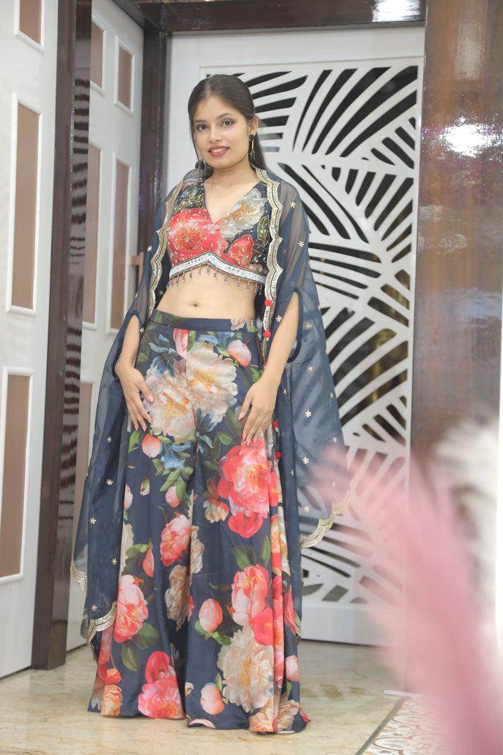 Elegant Black Printed Lehenga – Modern Charm with Traditional Flair