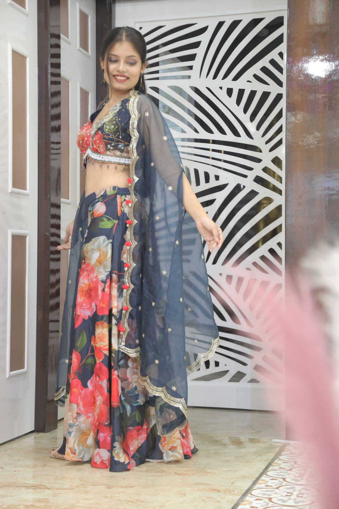 Elegant Black Printed Lehenga – Modern Charm with Traditional Flair
