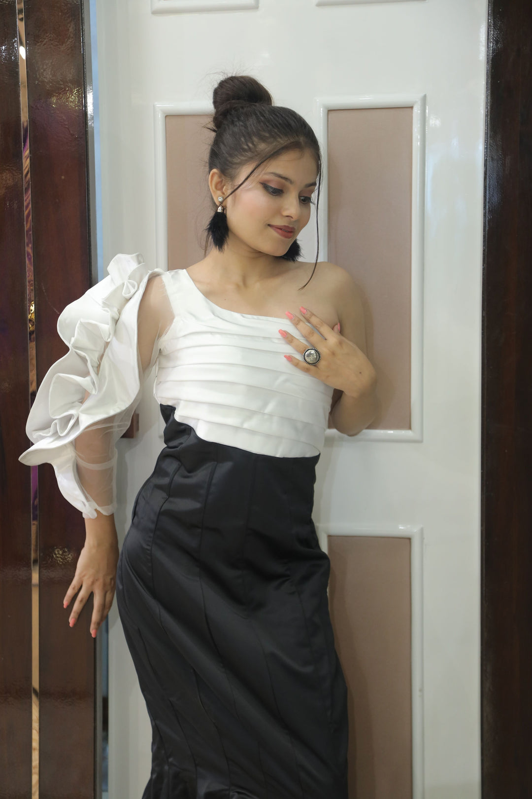White & Black Cocktail Gown