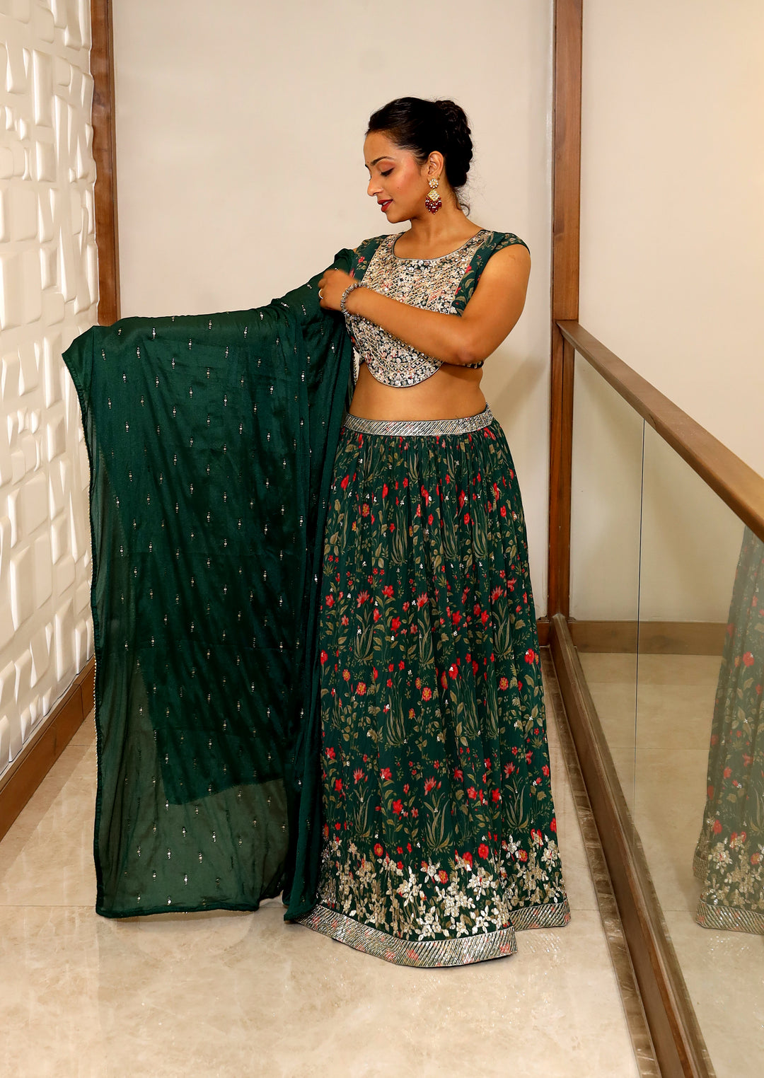 Dark Green Lehanga