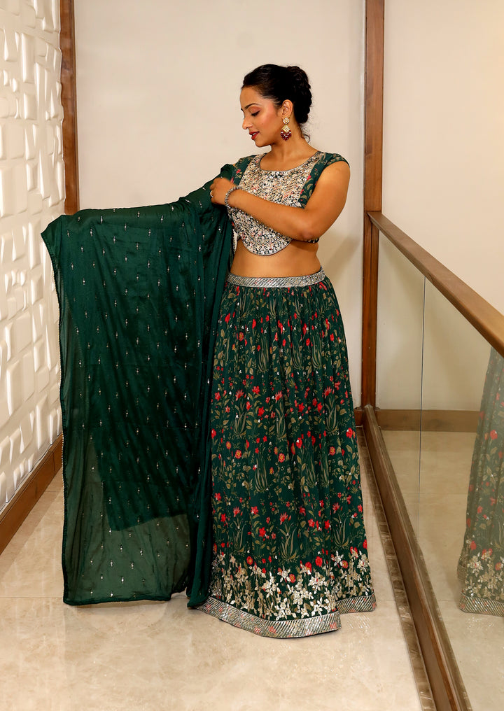 Dark Green Lehanga