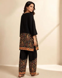 Black Cotton Kashmiri-Print Kurta Set