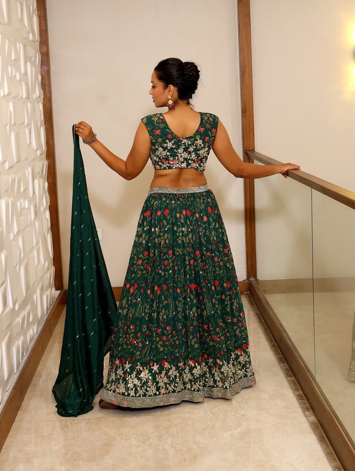 Dark Green Lehanga