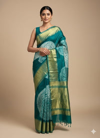 Rama Green Modal Silk Saree with Zari Work