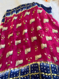 Pink and Blue Modal Silk Cow Print Saree with Zari