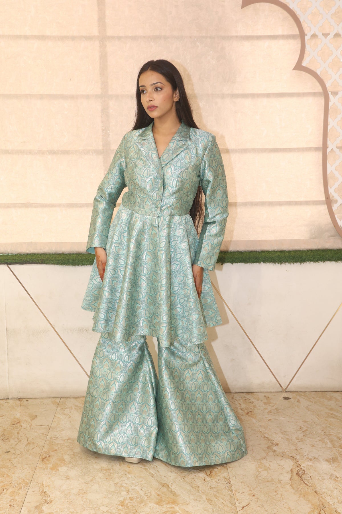 Green Premium Brocade Kurta Set For Women