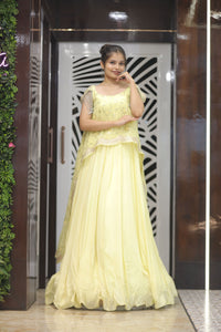 Yellow Premium Georgette Cocktail Gown For Women