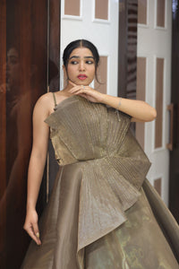 Golden Premium Satin Cocktail Gown For Women