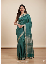 Green Banarasi Silk Saree with Zari Work