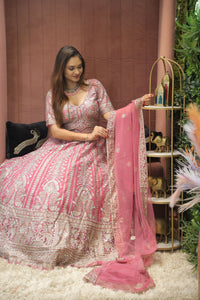 Pink Premium And Elegant Net Lehenga For Women