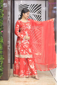 Orange Premium Organza Kurta Set For Women