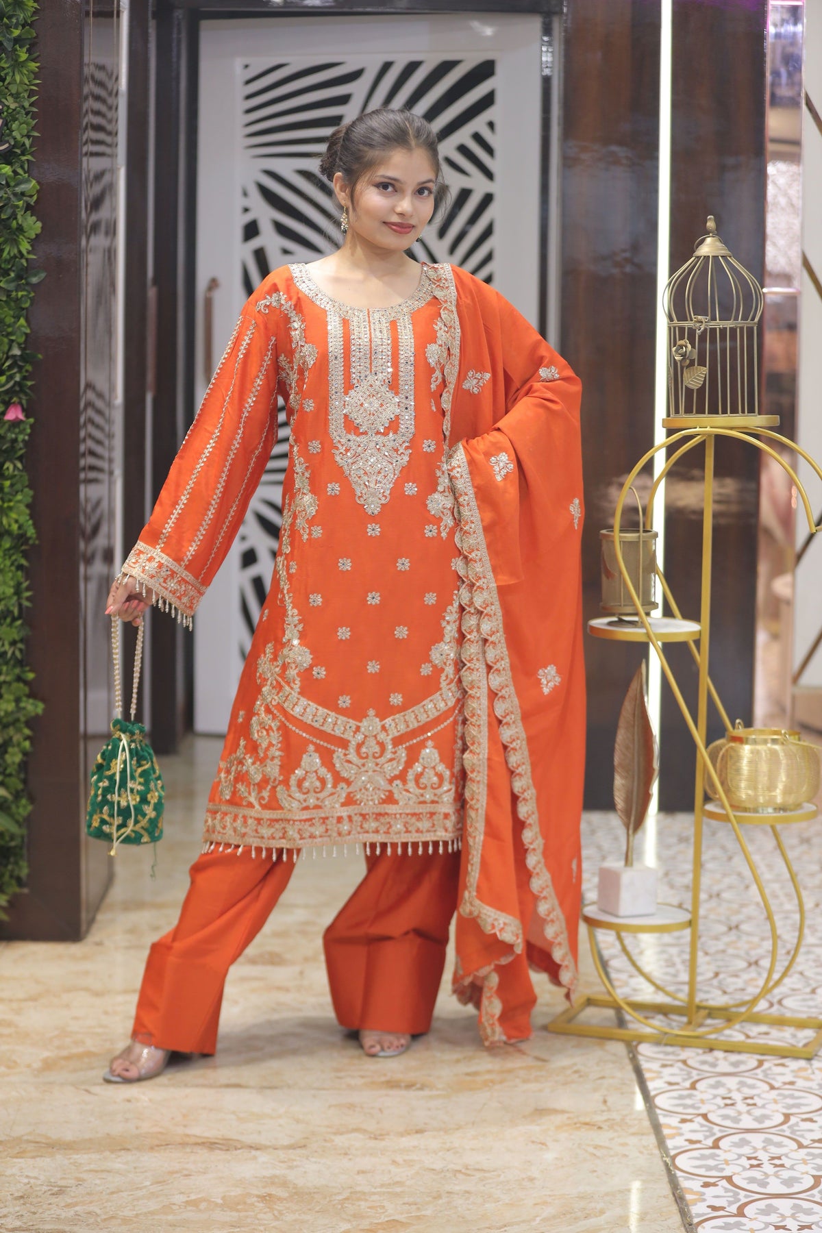 Orange Premium Farshi Kurta Set For Women