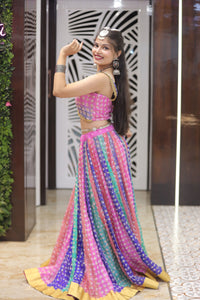 Multicolor Premium And Elegant Bandhej Lehenga For Women