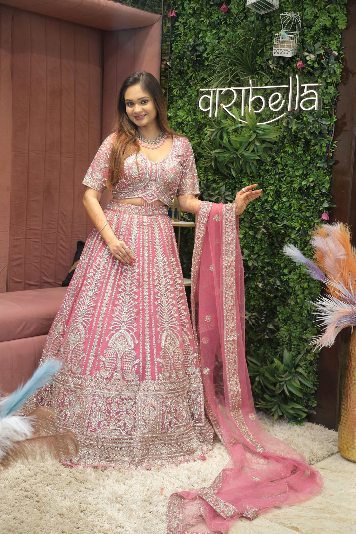 Pink Premium And Elegant Net Lehenga For Women