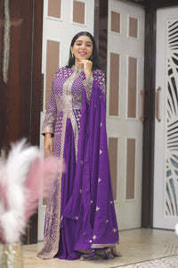 Purple Premium Georgette Kurta Set For Women