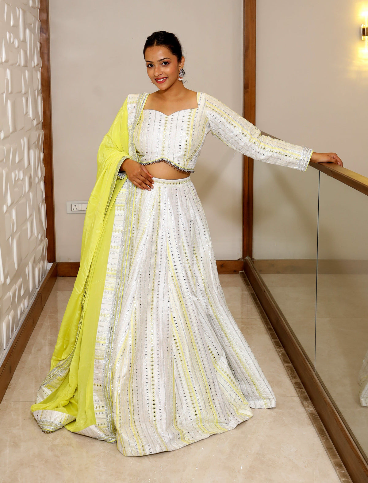Yellow And White Premium And Elegant Crepe Lehenga For Women