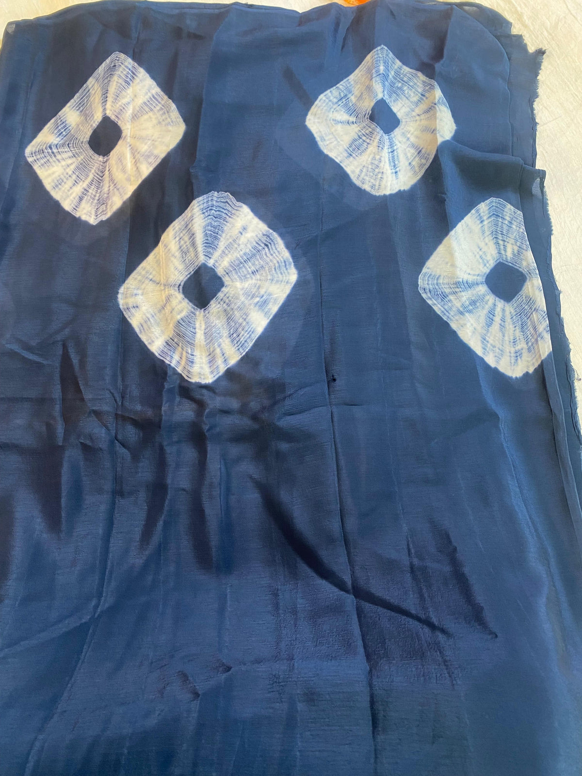 Blue Chinnon Shibori Print Saree
