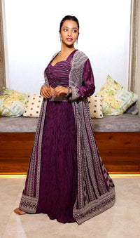 Purple Premium Crop Top With Shrug For Women