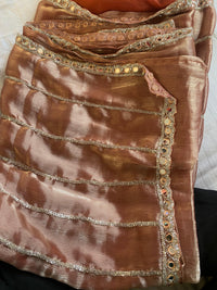 Rose Gold Jimmy Choo Organza Handwork Saree