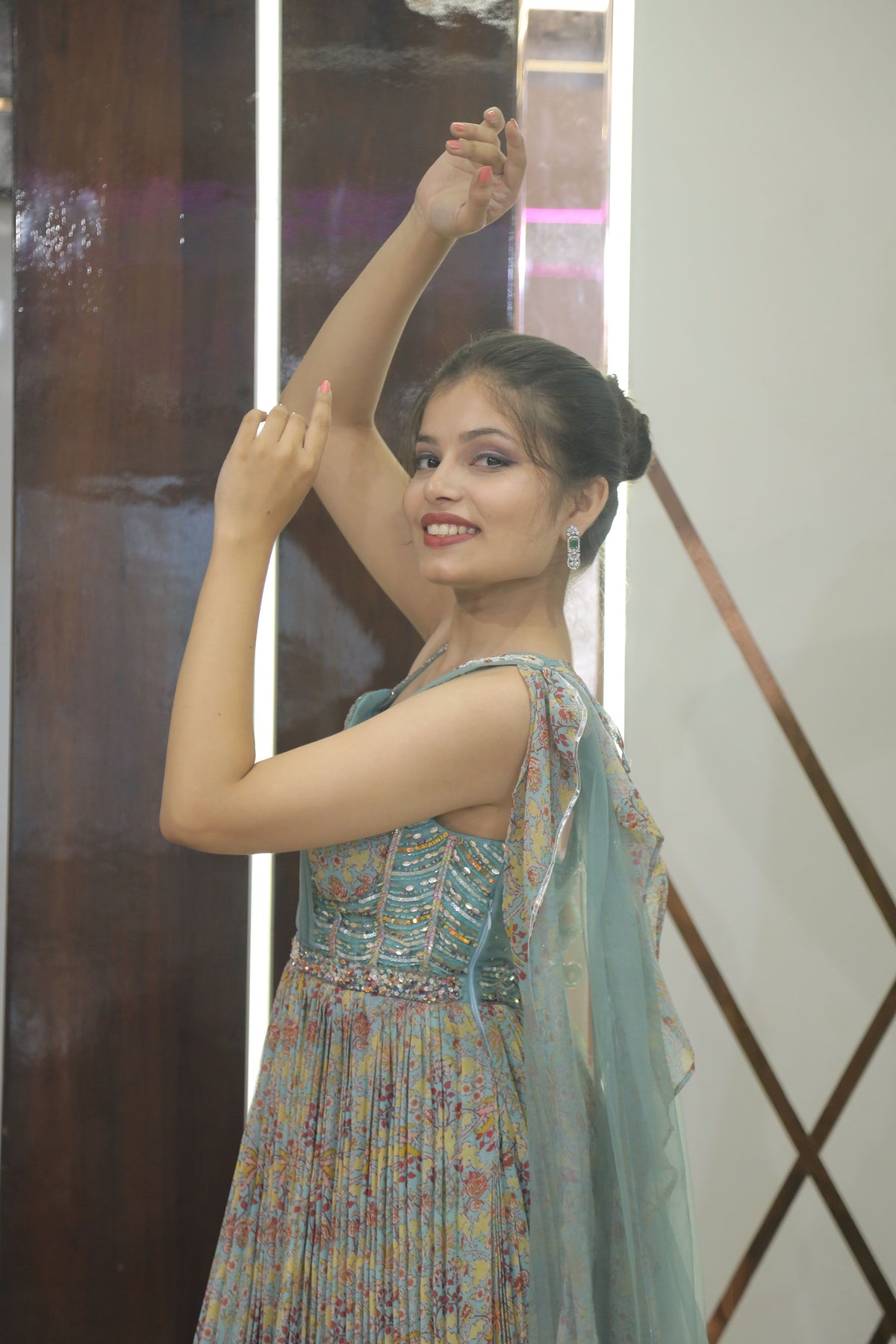 Blue Premium Georgette Cocktail Gown For Women