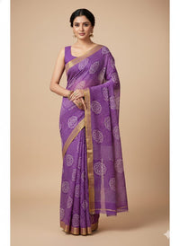 Purple Pure Chiffon Bandhej Saree with Sequence Work