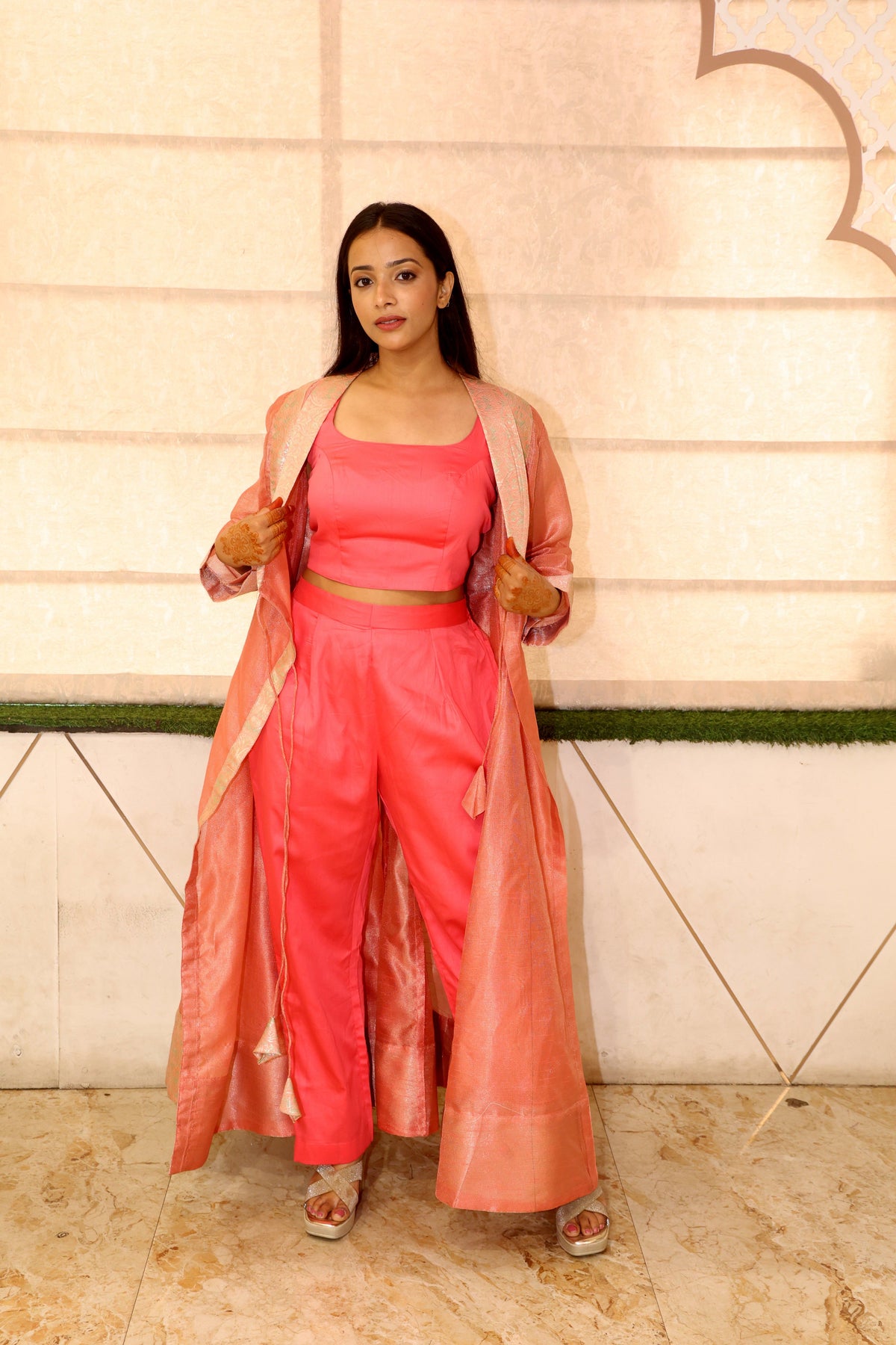 Orange Premium Chanderi Kurta Set For Women