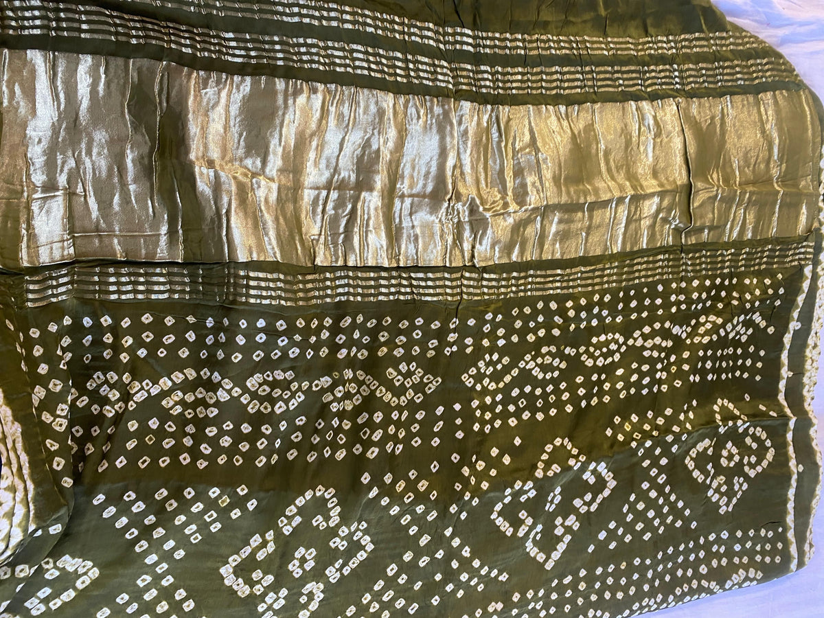 Green Modal Silk Bandhej Saree
